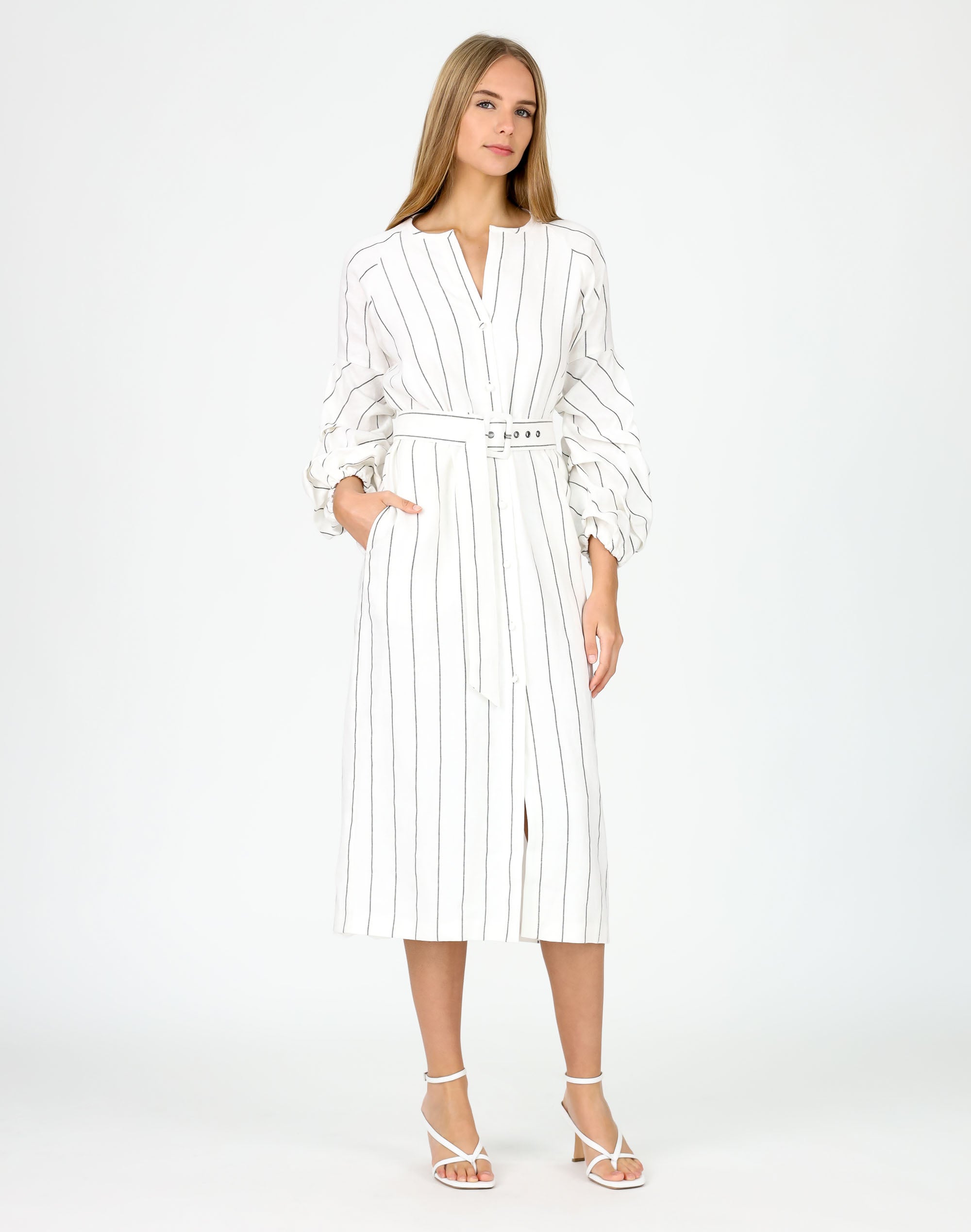 Belted Tiered Sleeve Dress