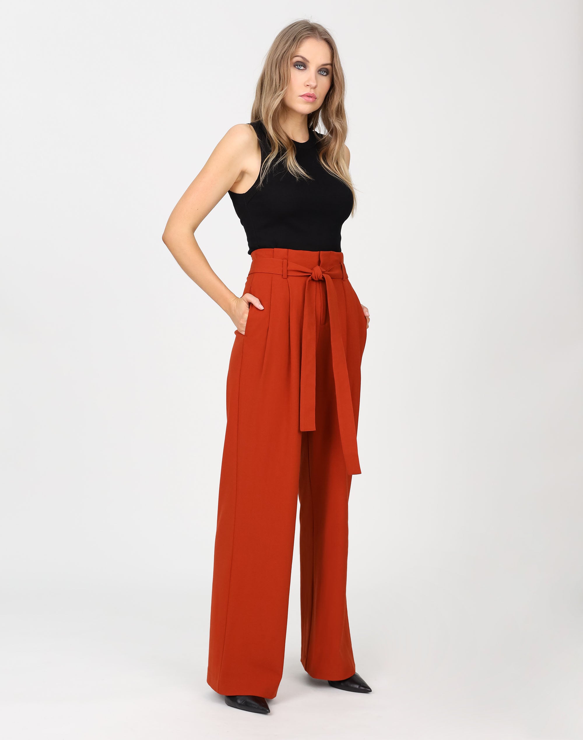 Belted Wide Leg Pant
