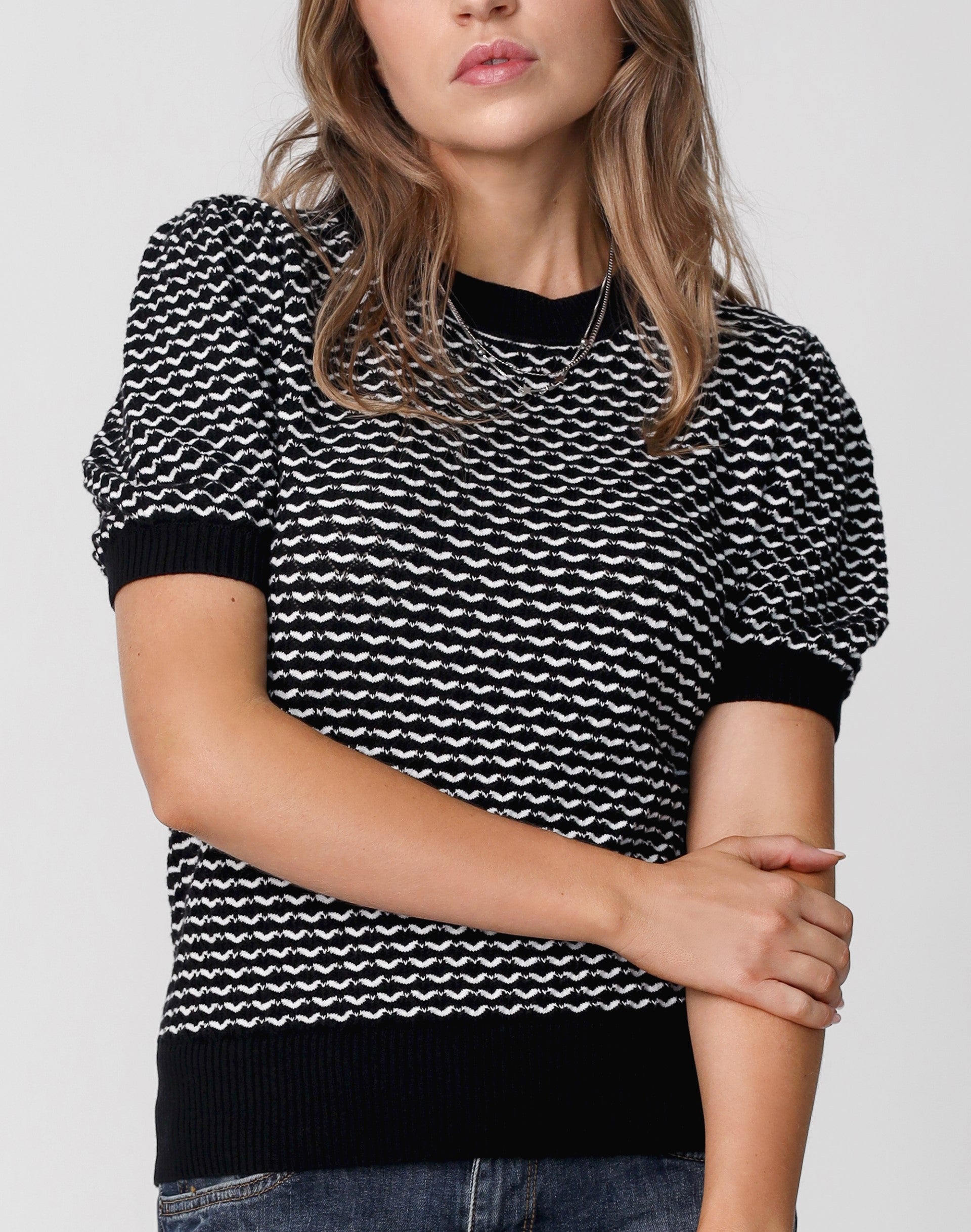 Black & White Short Sleeve Sweater
