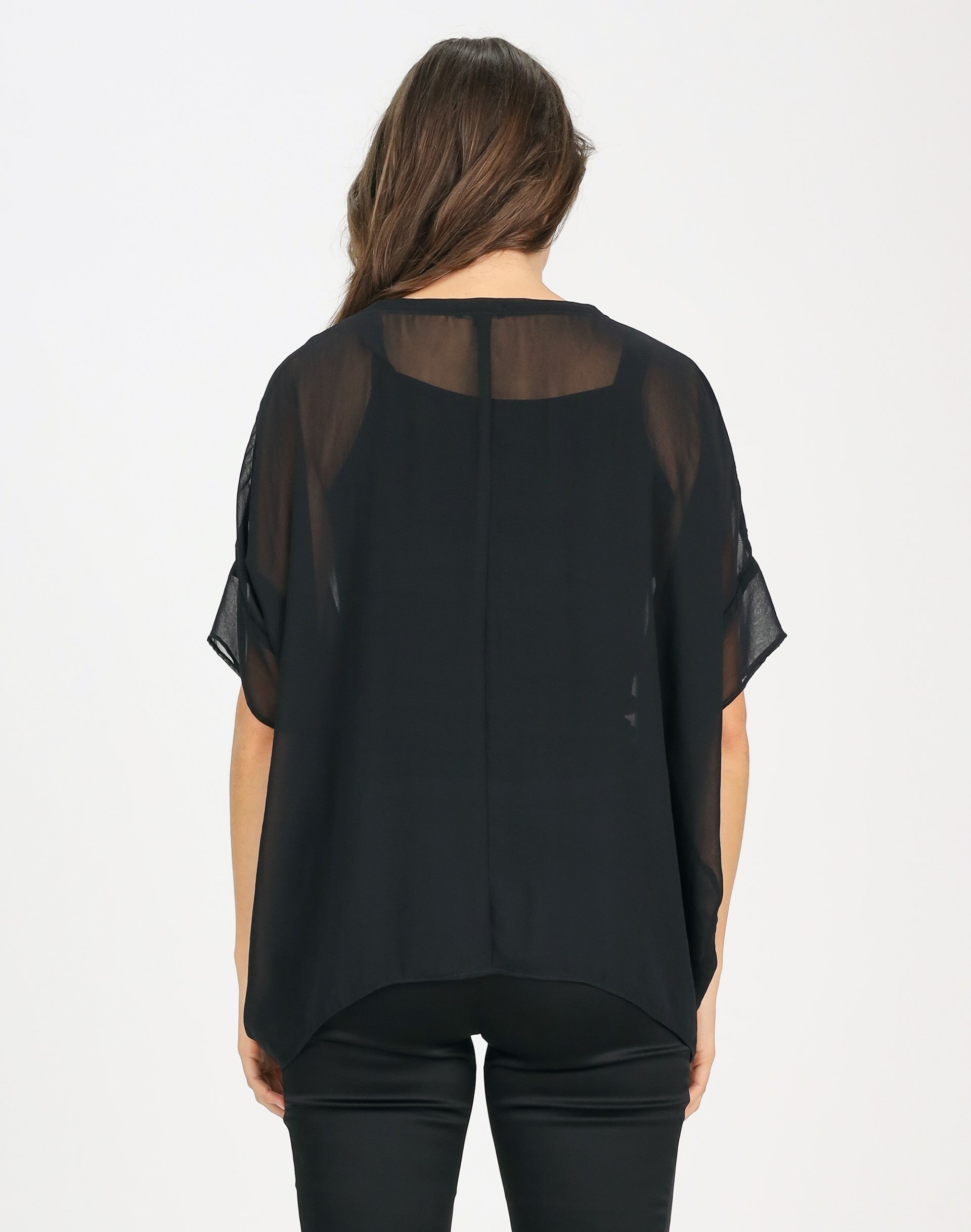 Relaxed Sheer Short Sleeve Top