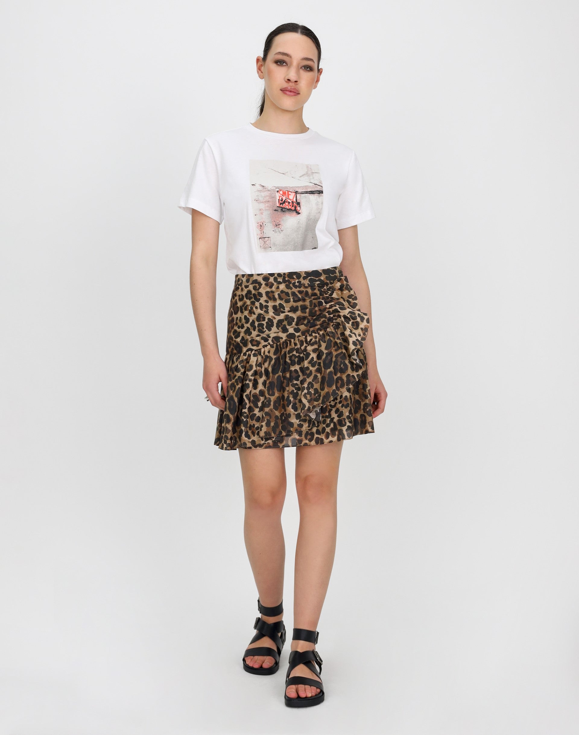 Camo Silk Cotton Mini Skirt