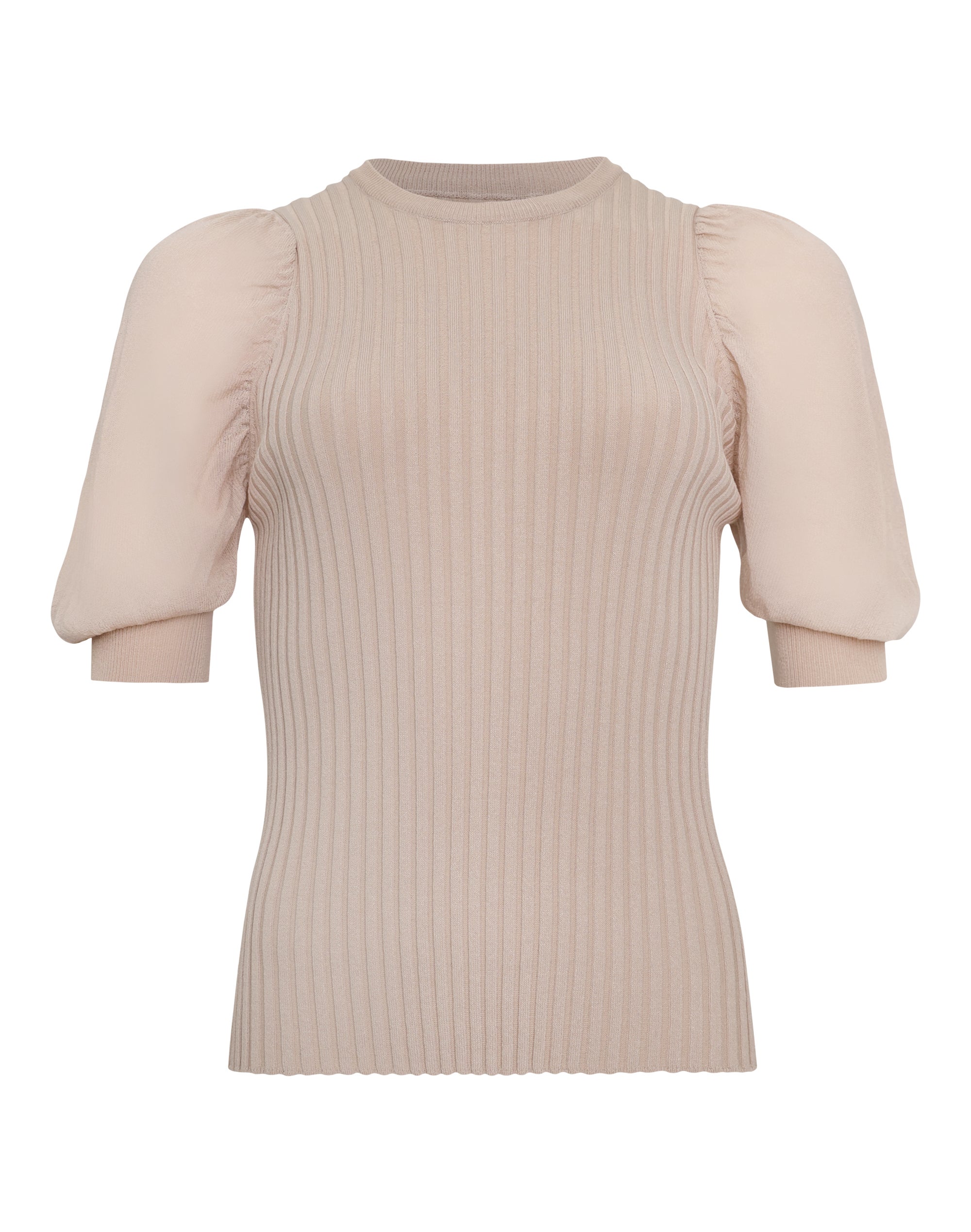 Contrast Sleeve Rib Knit Top