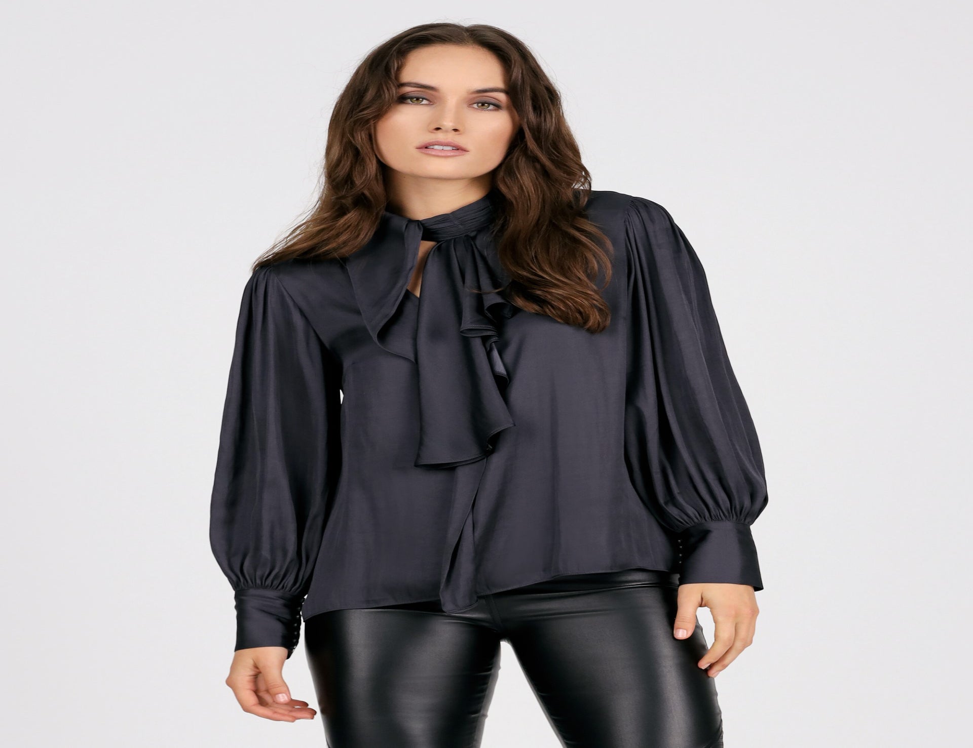 Frankie Drape Front Top - Blue - Tops - Long Sleeve - Women's Clothing ...