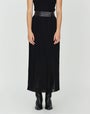 Leather Trim Pleated Skirt