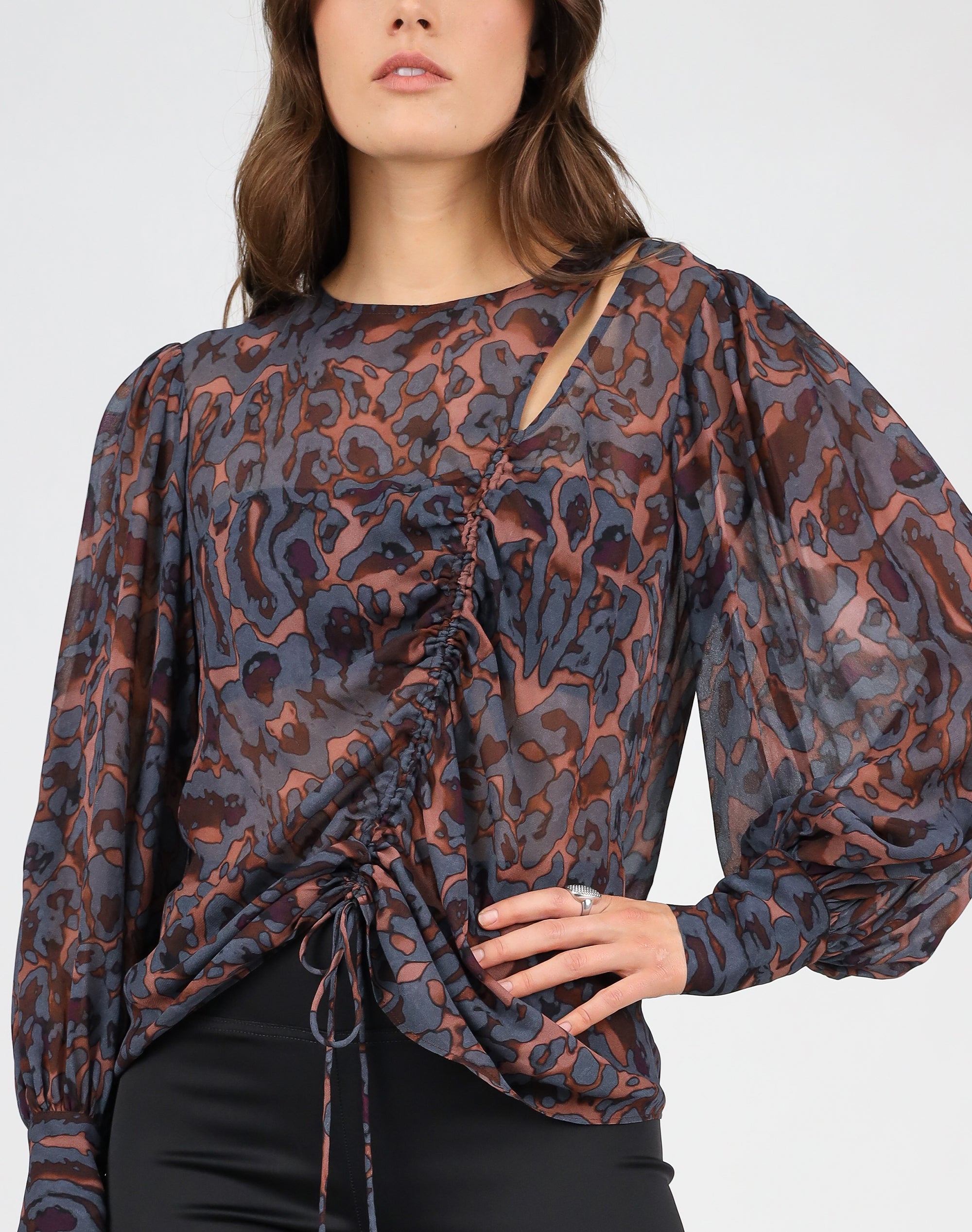 Hunted Print Cut Out Top