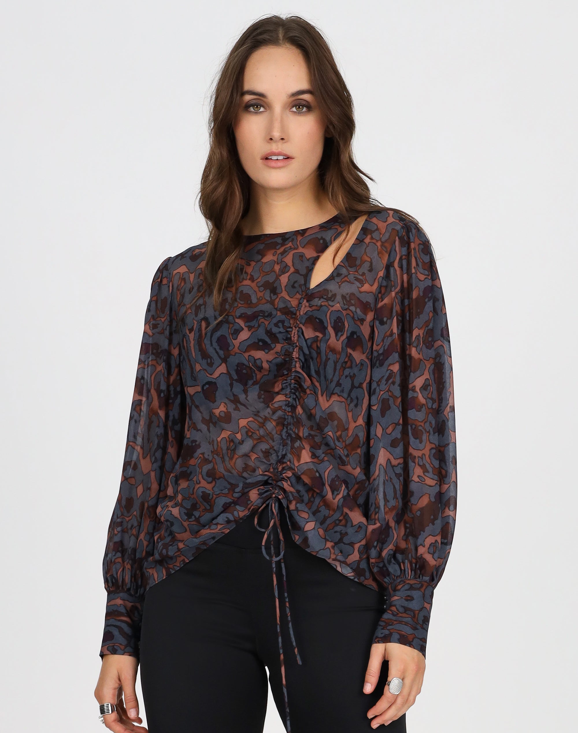 Hunted Print Cut Out Top