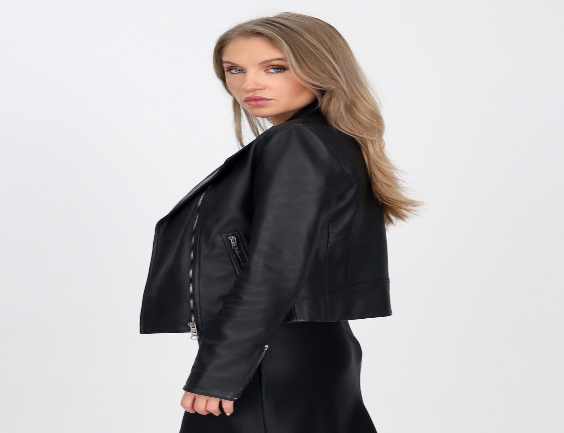 Zip Front Leather Jacket - Black - Jackets - Short - Women's Clothing ...