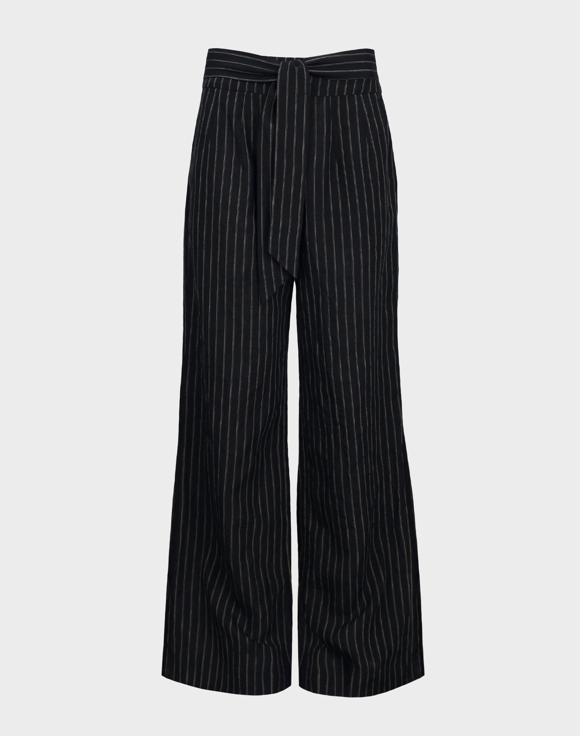Linen Striped Pant - Black - Pants - Full Length - Women's Clothing - Storm