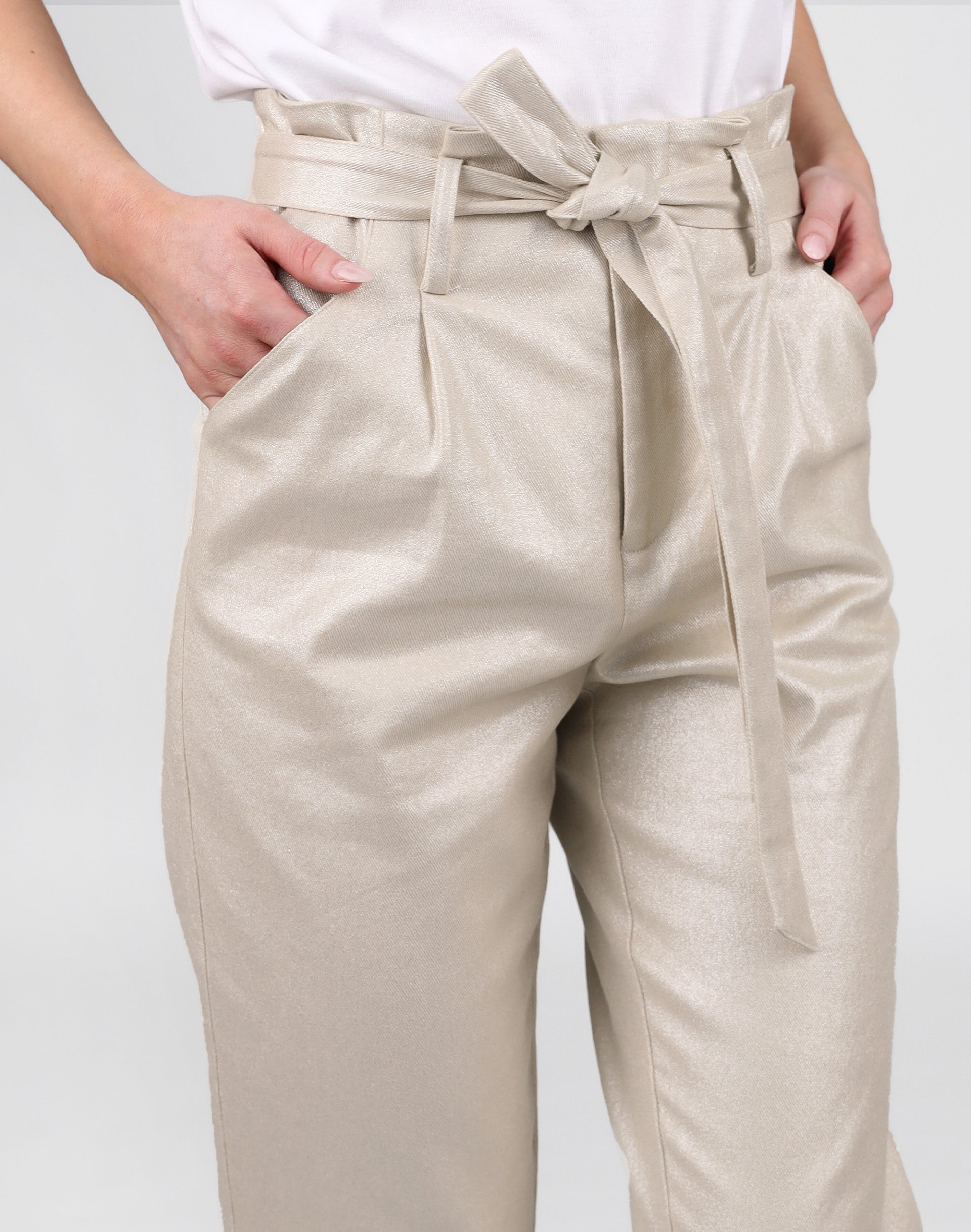 Metallic Belted Pant