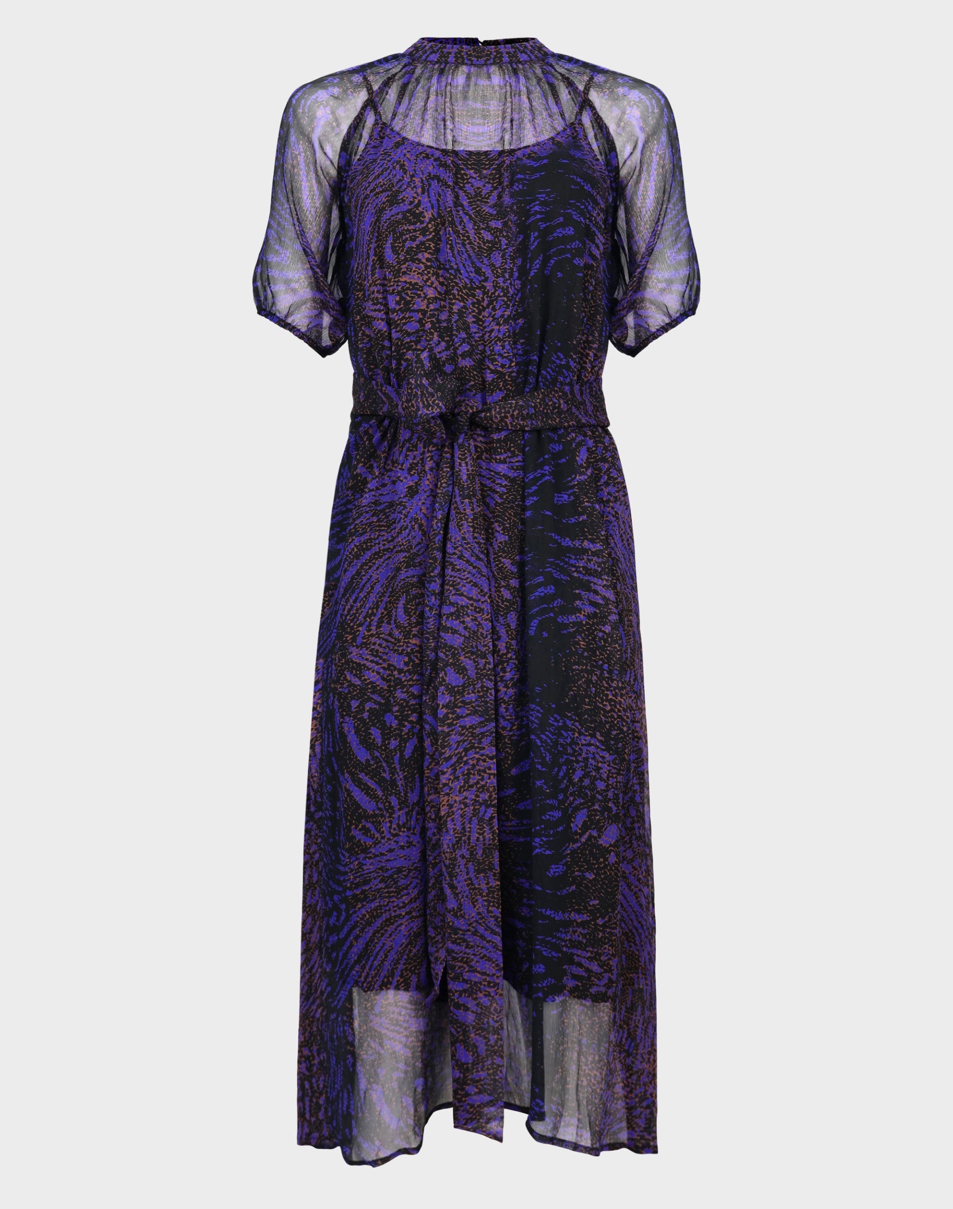 Purple Rico Print Short Sleeve Dress