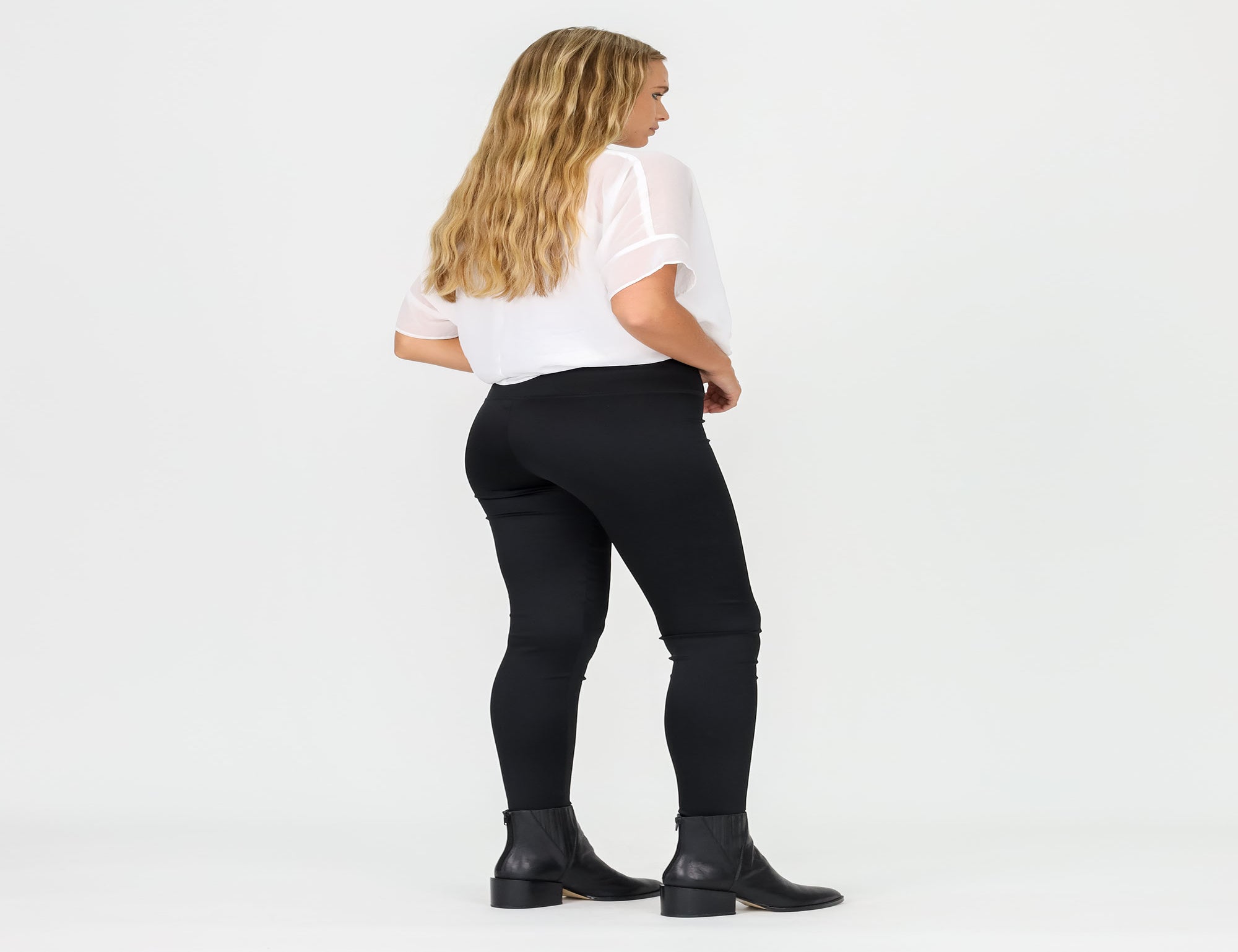 Pull On Satin Legging - Black - Pants - Full Length - Women's
