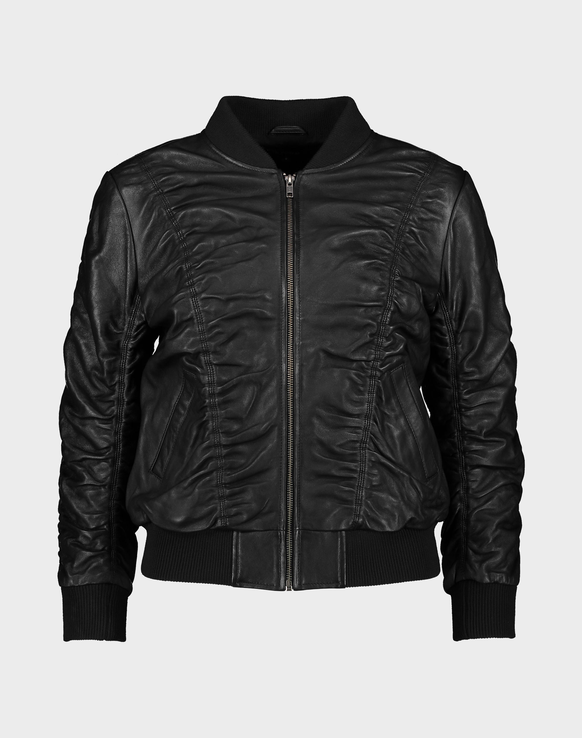 Rouched Leather Jacket