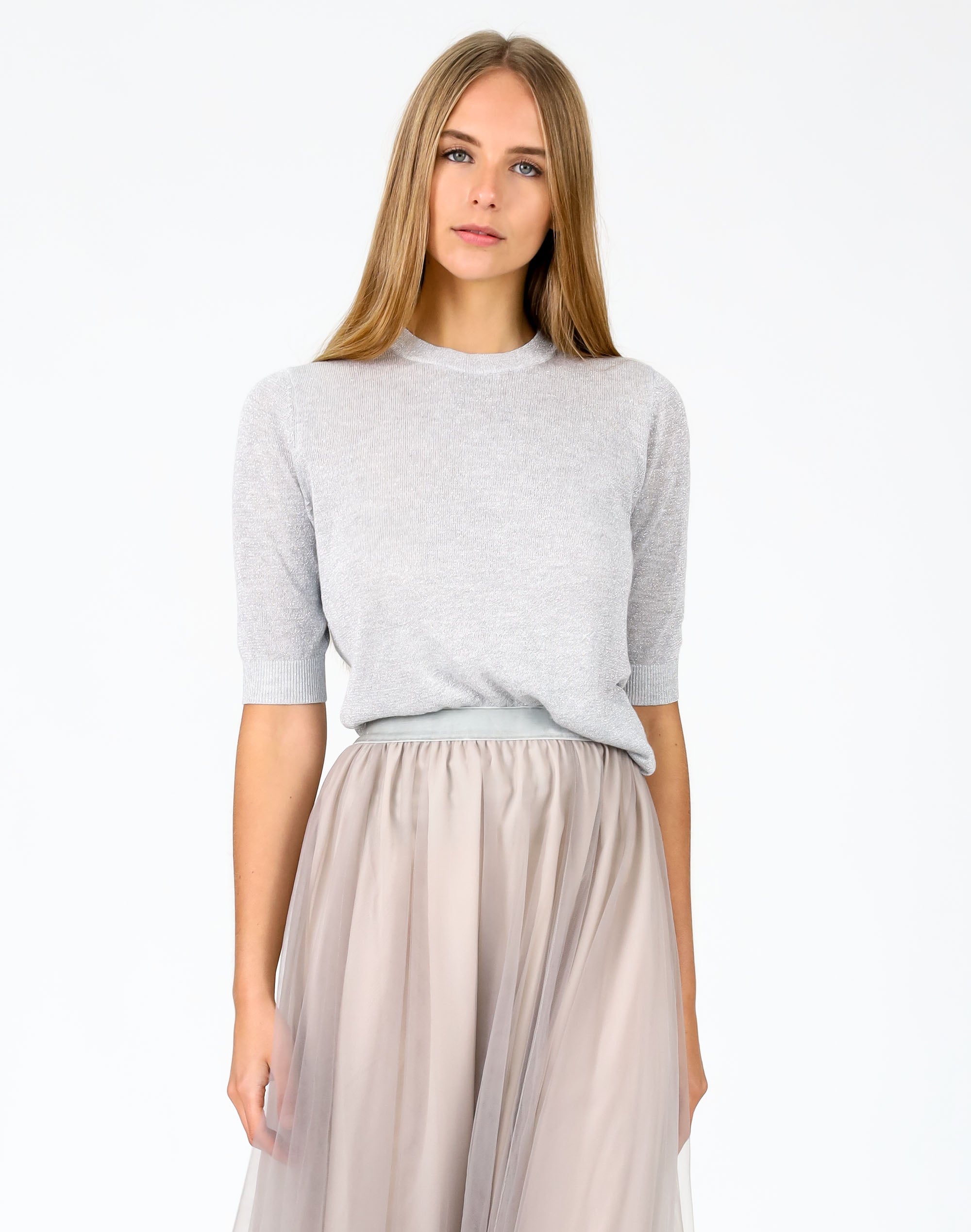 Short Sleeve Lurex Sweater
