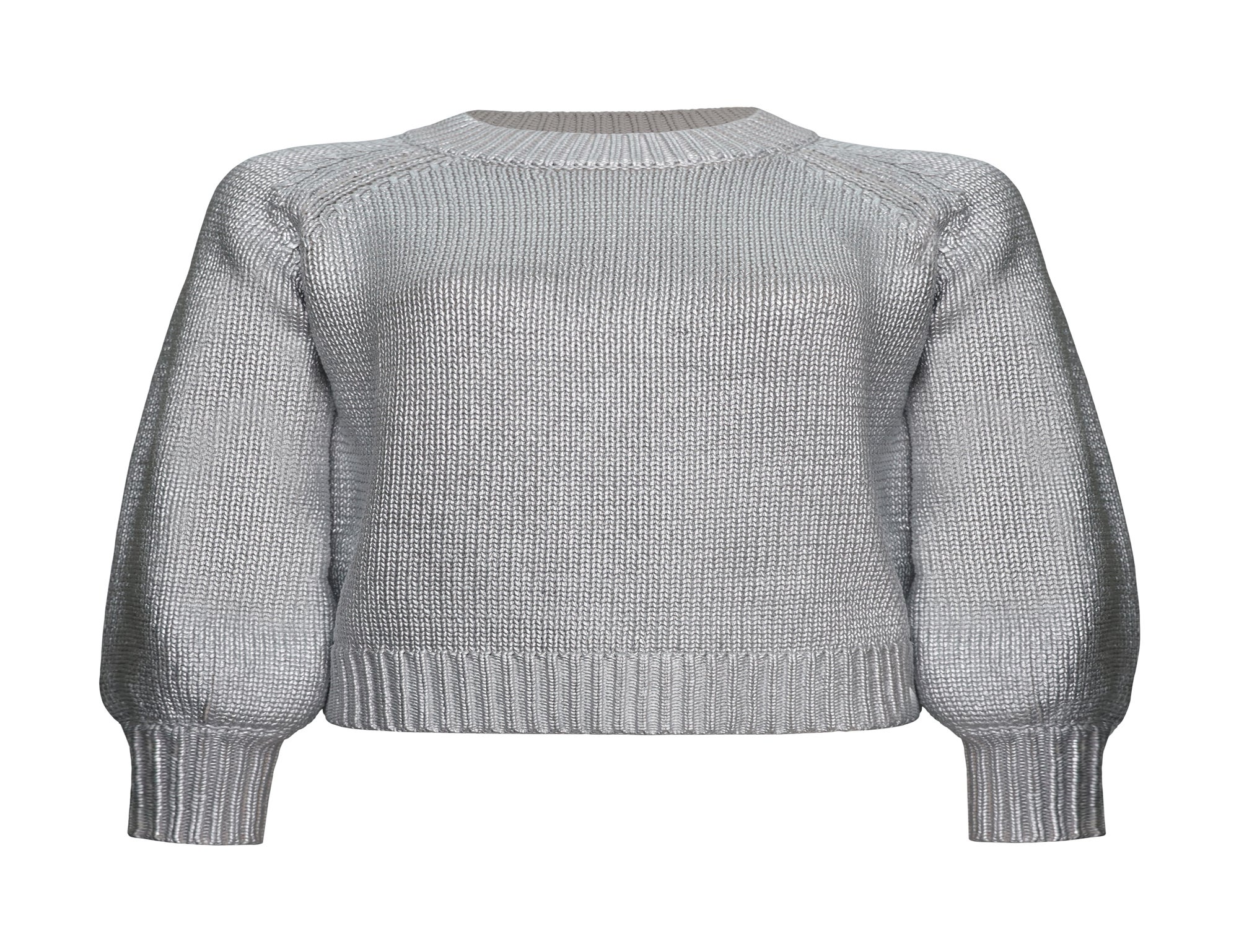 Silver Metallic Rib Sweater
