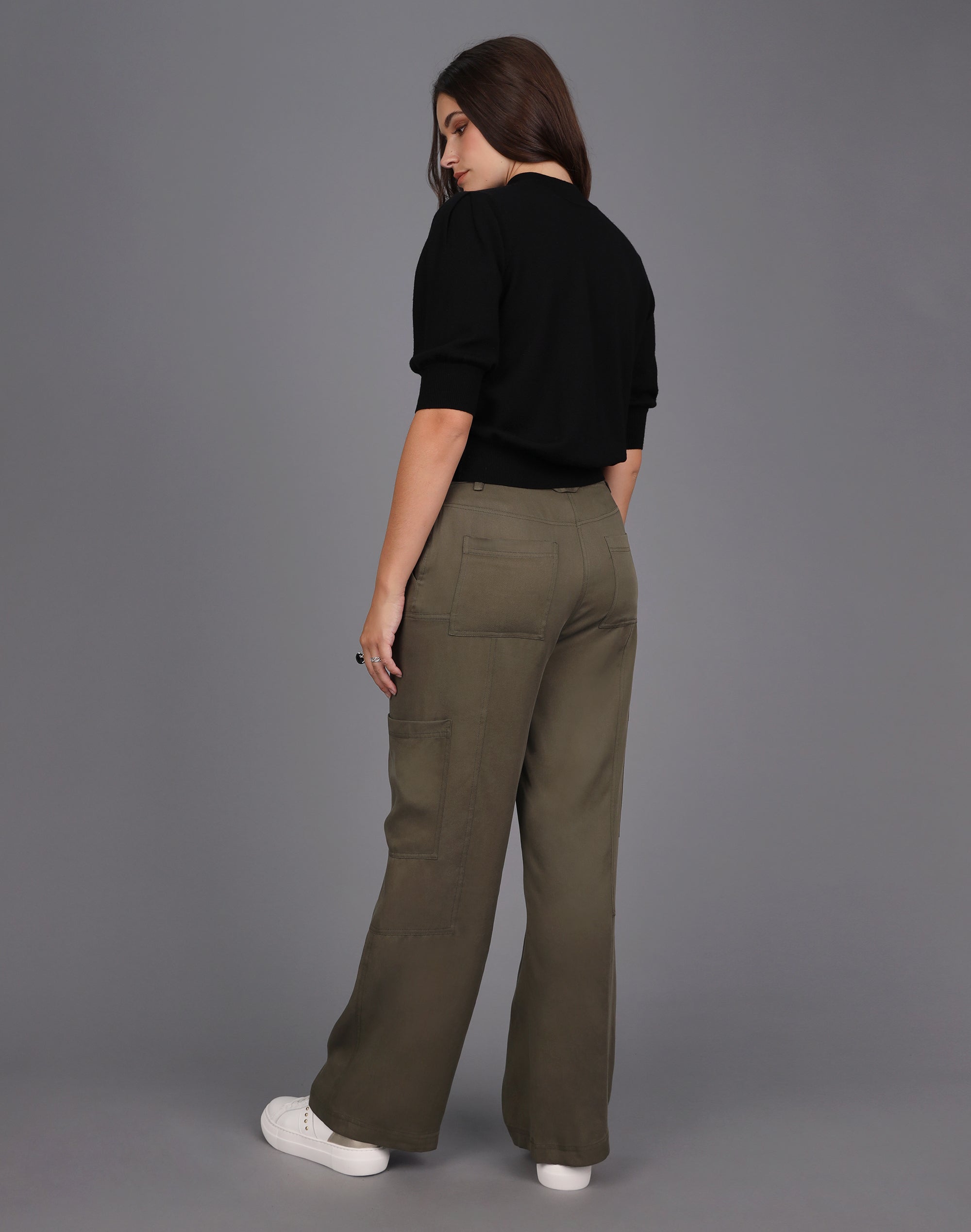 Twill Double Pocket Wide Leg Pant