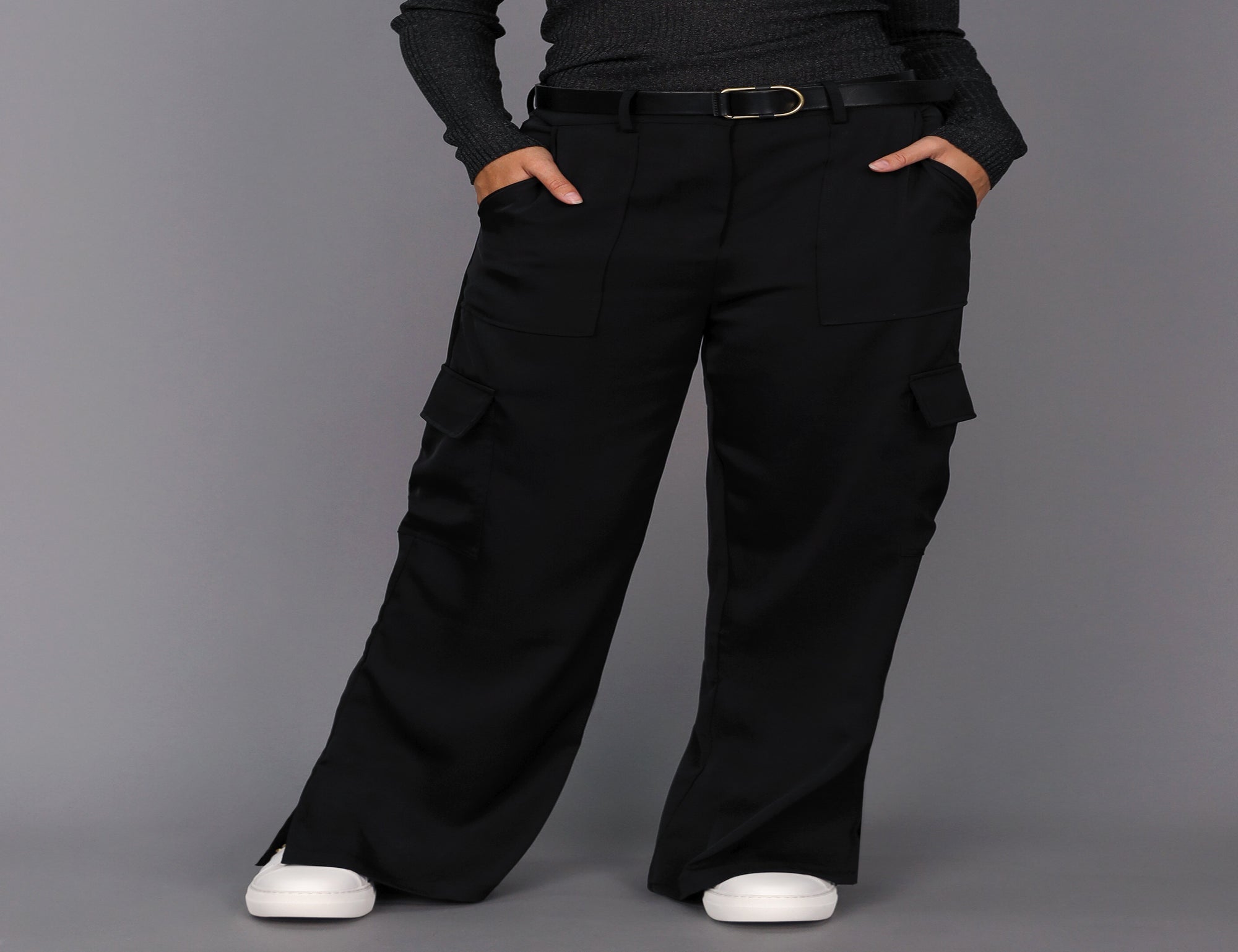 Wide Leg Cargo Pant - Black - Pants - Full Length - Women's Clothing - Storm