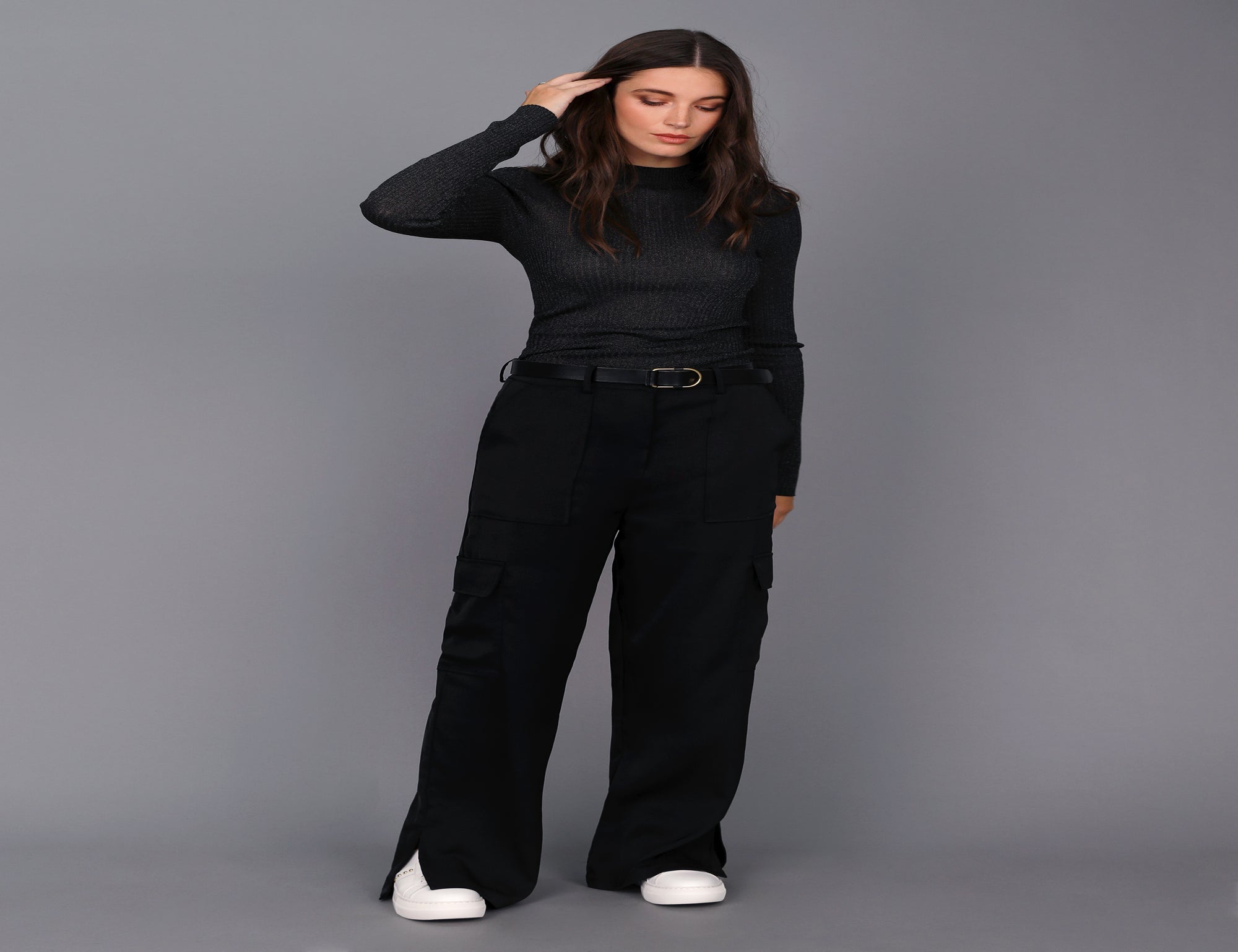 Wide Leg Cargo Pant - Black - Pants - Full Length - Women's Clothing ...