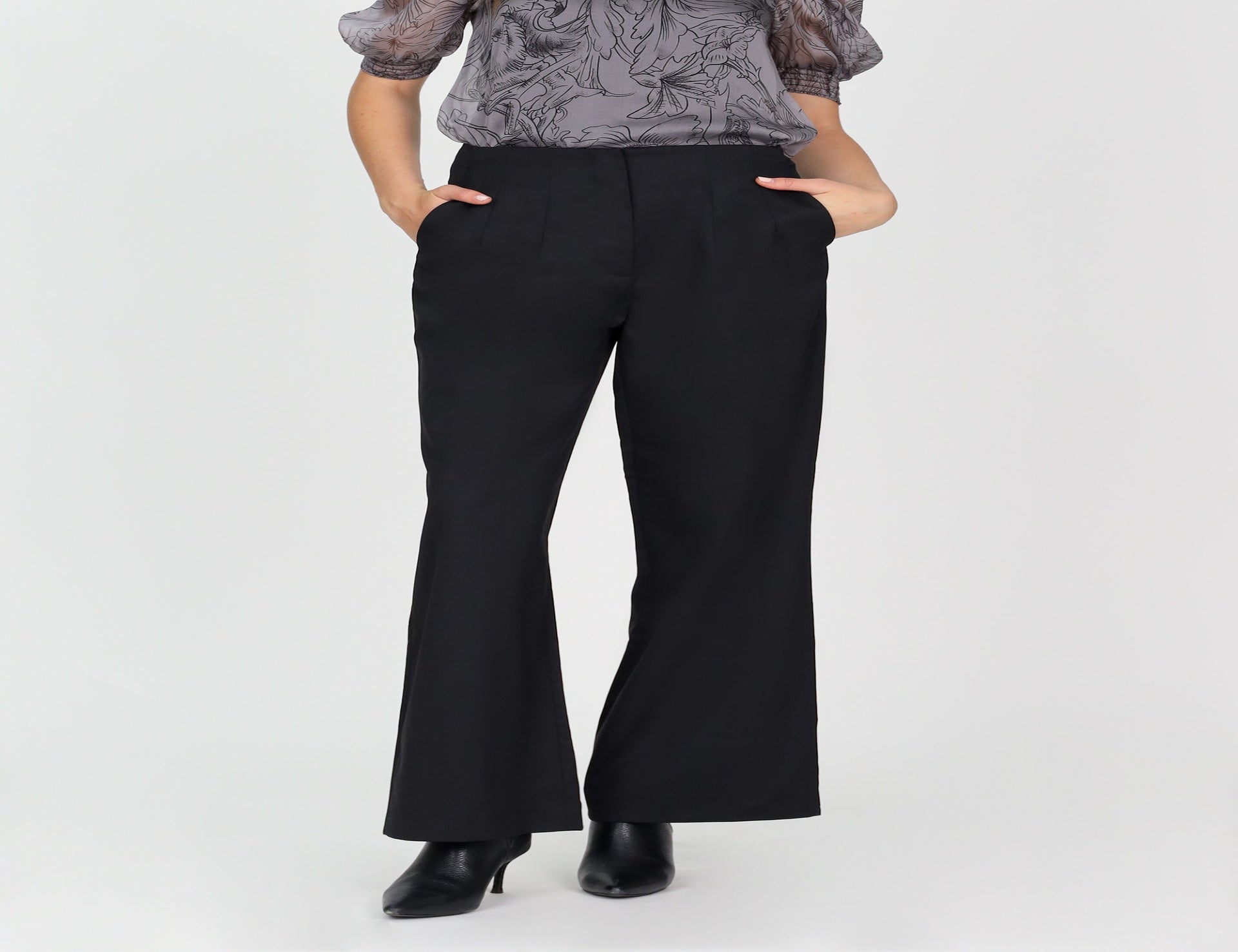 Wide Leg Wool Pant - Black - Pants - Full Length - Women's